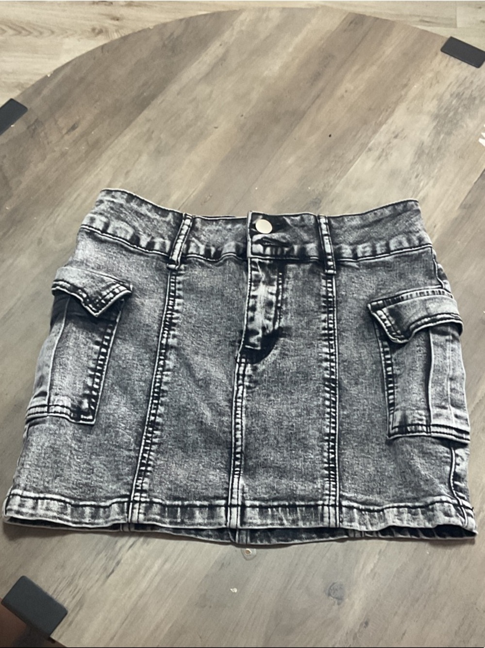 Windsor Washed Black Denim Cargo Mini Skirt